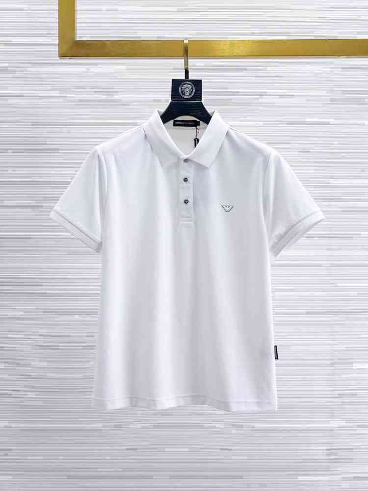 White Emporio Armani Blue Cotton T-Shirt