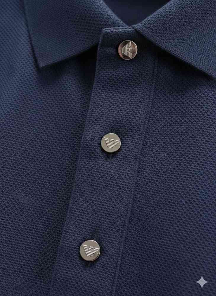 Emporio Armani Blue Cotton T-Shirt-thumb-2