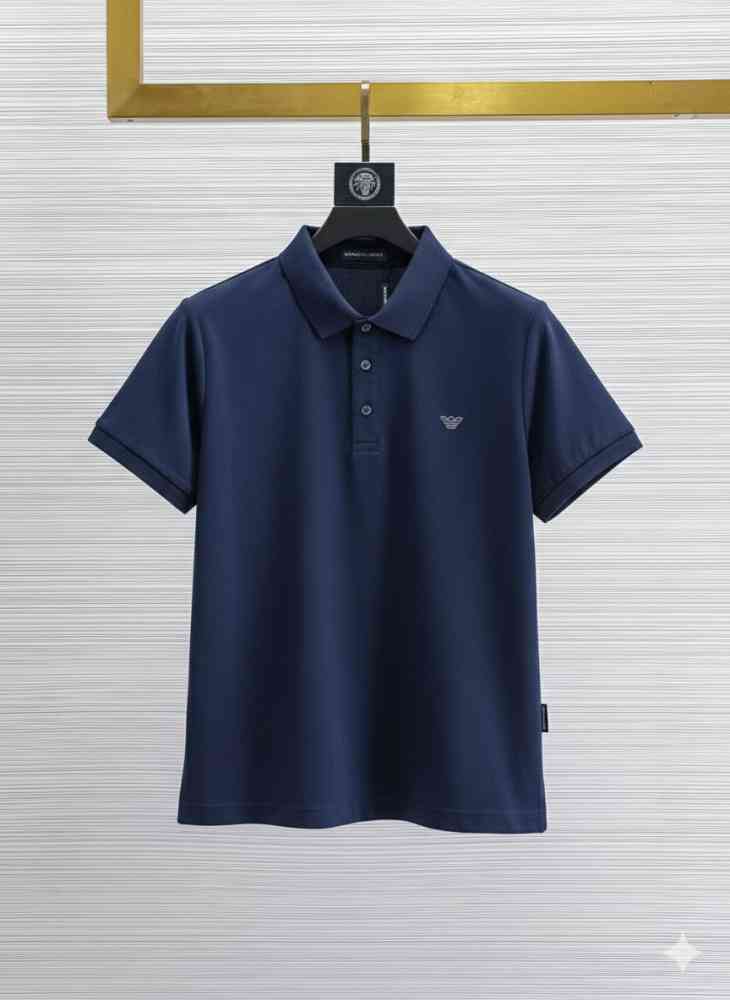 Emporio Armani Blue Cotton T-Shirt-thumb-0