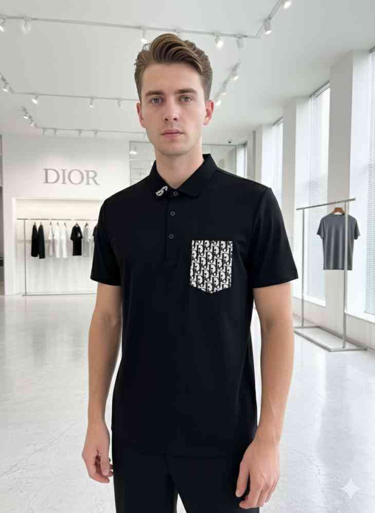 Black Dior Grey Premium Quality Polo T-Shirt