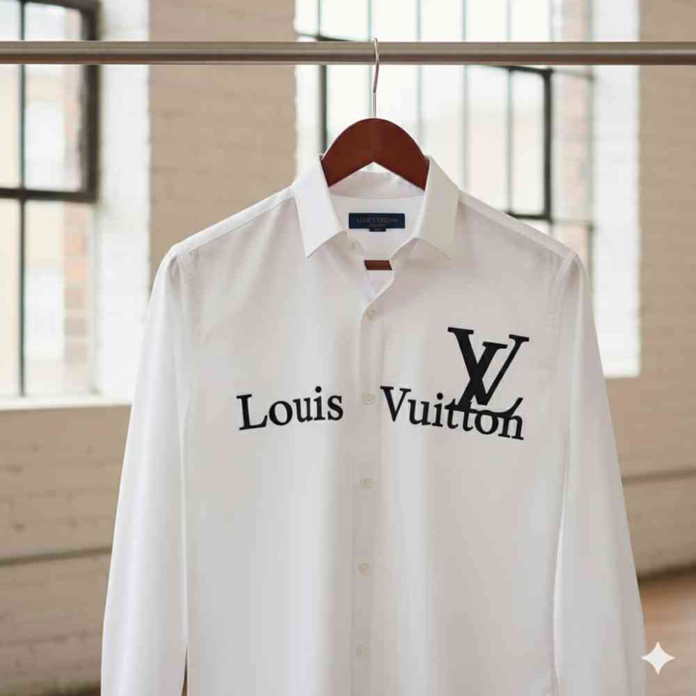 White Louis Vuitton Monogram Black Premium Cotton Shirt