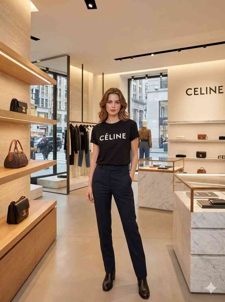 Celine Black Premium Quality Women T-shirt-1