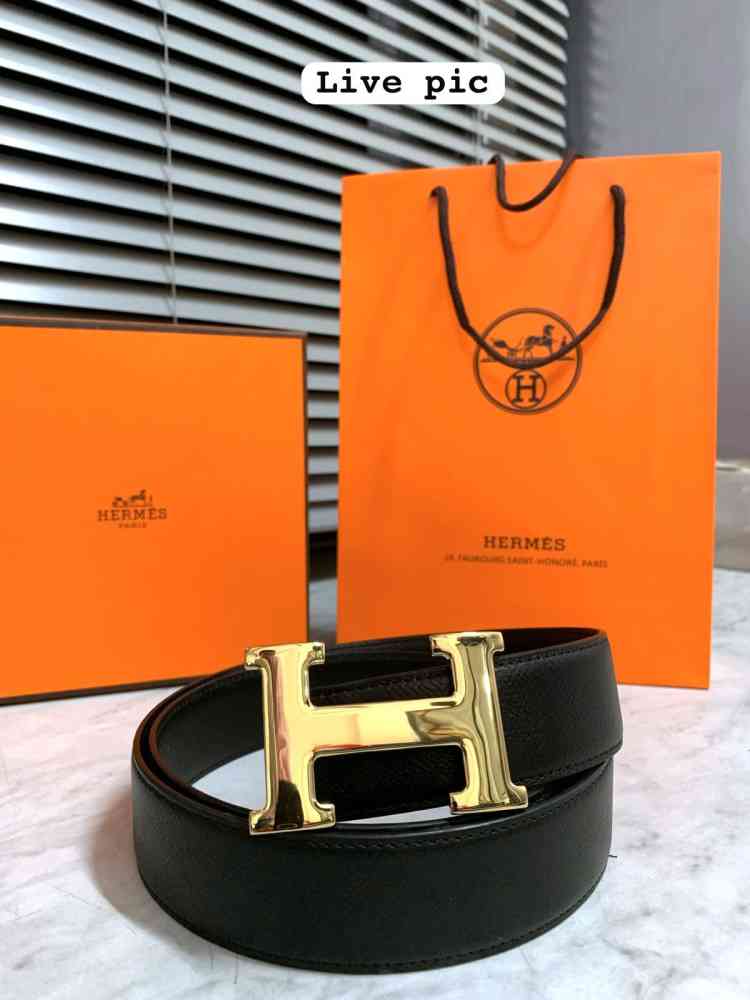 Hermes Golden Premium Quality Leather Belt-thumb-5