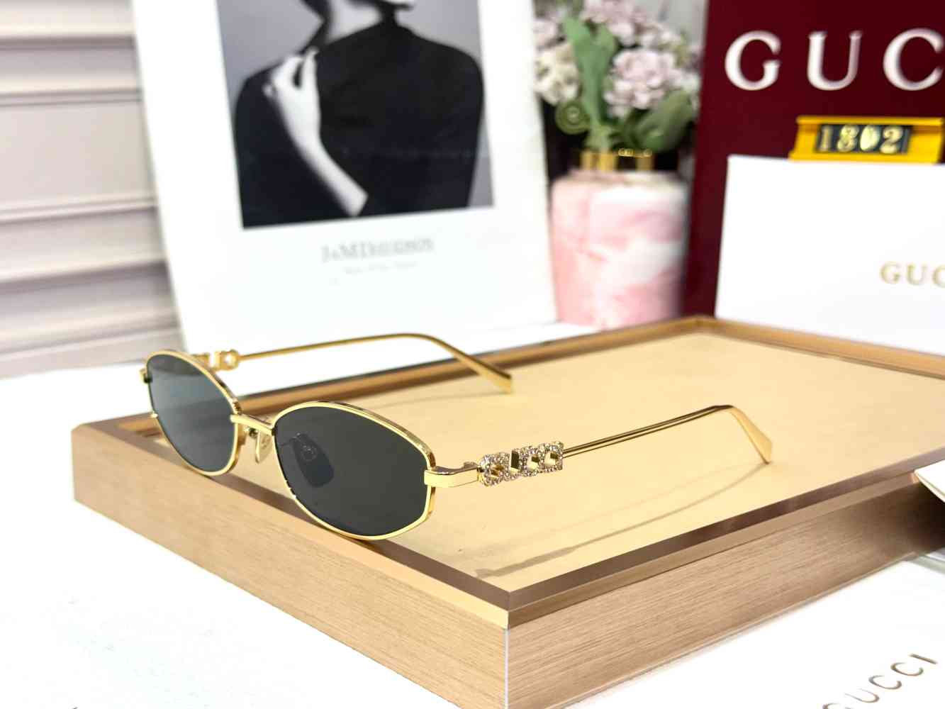 Gucci Black Women's Sunglasses-thumb-0