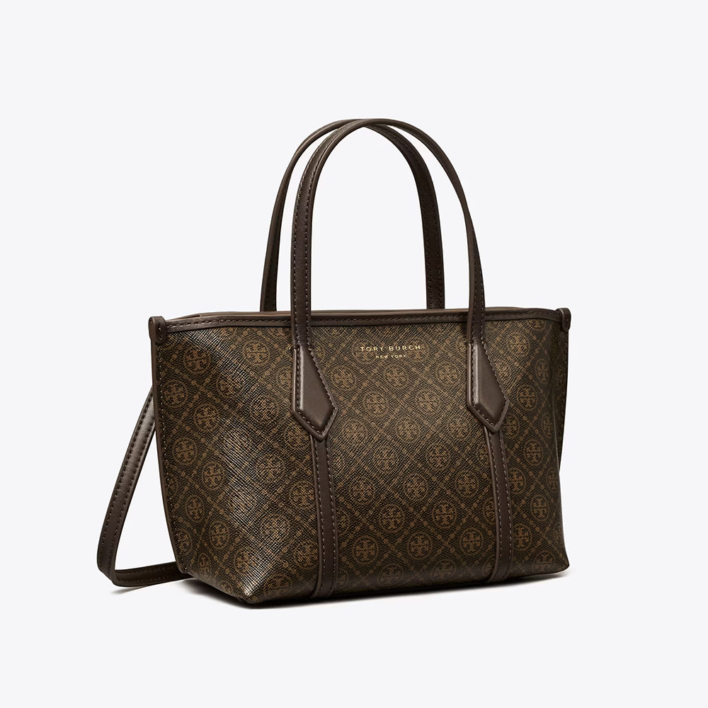 Tory Burch Perry Dark Brown Small Embossed Tote Bag-1