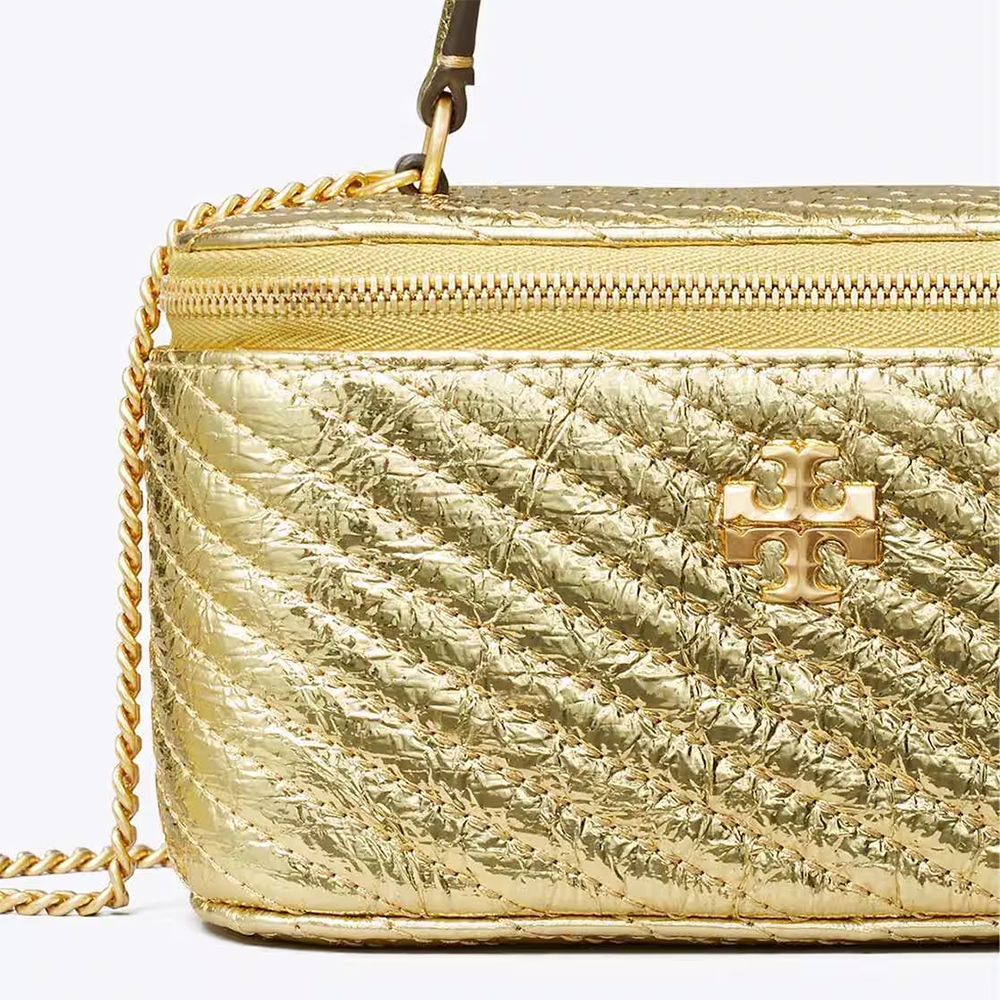 Tory Burch Golden Kira Metallic Moto Quilt Handbag-3