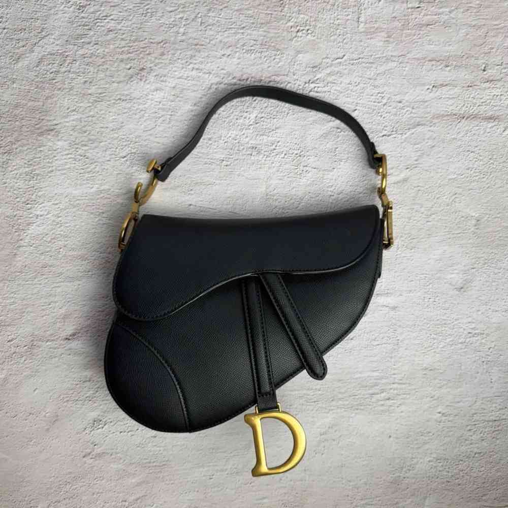 Dior Signature Black Saddle Shoulder Bag-thumb-2
