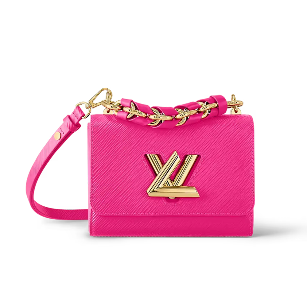 Pink Louis Vuitton Epi Twist White MM Sling Handbag