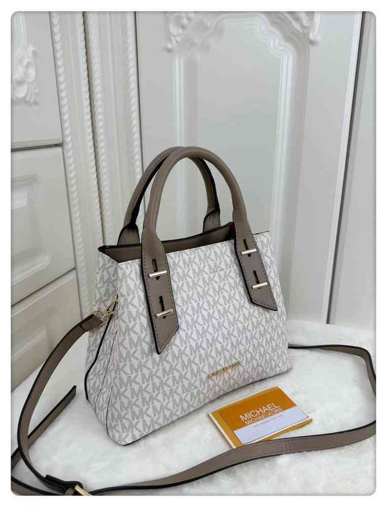 Grey Michael Kors Signature Boston Dark Brown Leather Tote Bag