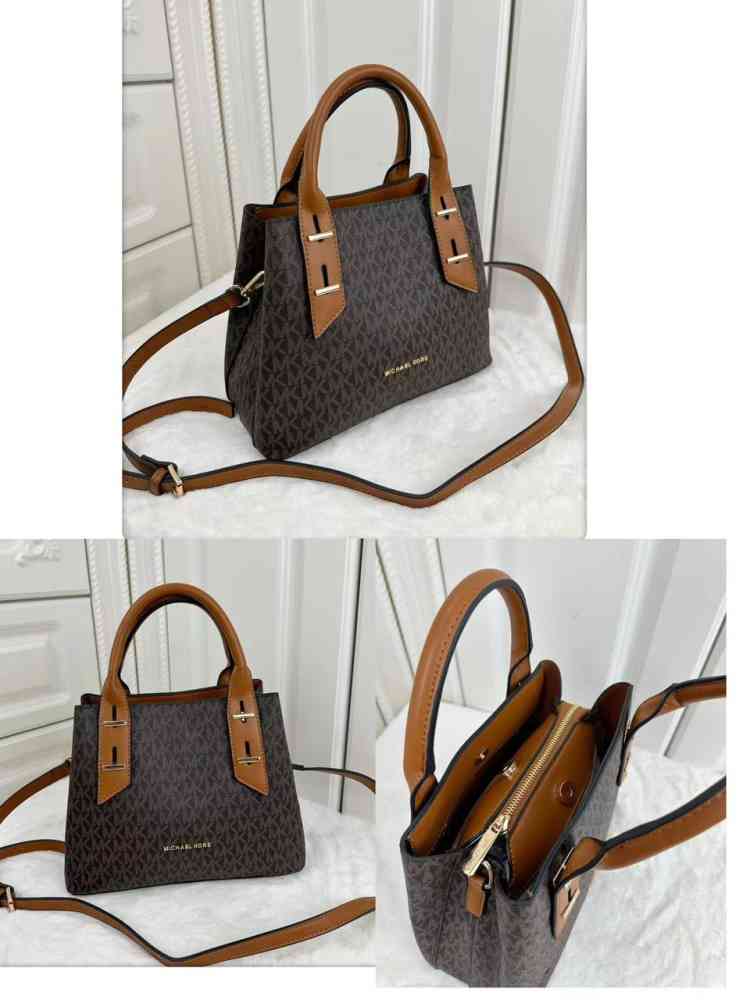 Michael Kors Signature Boston Brown Leather Tote Bag-1