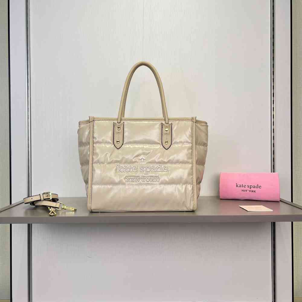 Cream Kate Spade Ella Puffy Medium Green Tote Bag