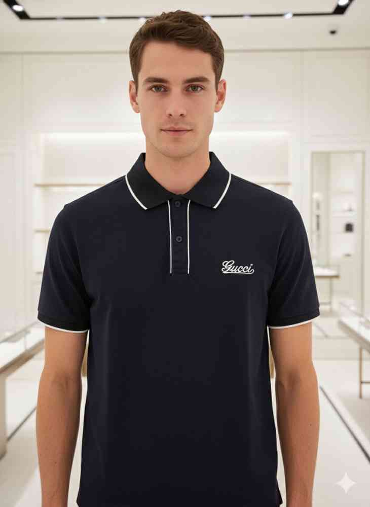 Blue Gucci Black Premium Quality Polo T-shirt