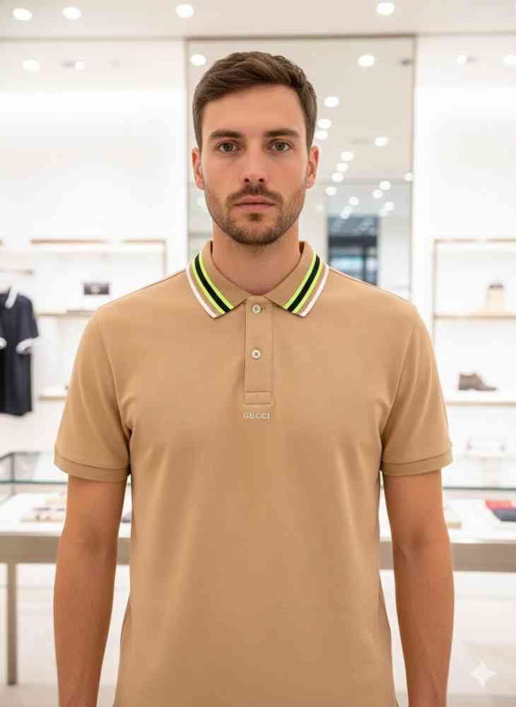 Brown Gucci Black Premium Quality Polo T-shirt