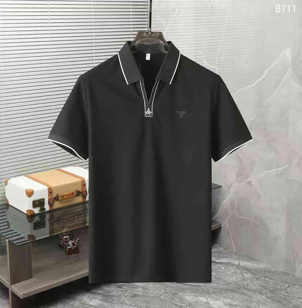 Black Prada White Premium Quality Polo T-shirt