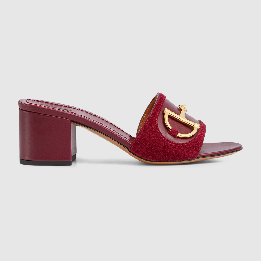 Gucci Marmont Red Horsebit Sleep On Sandals-thumb-1