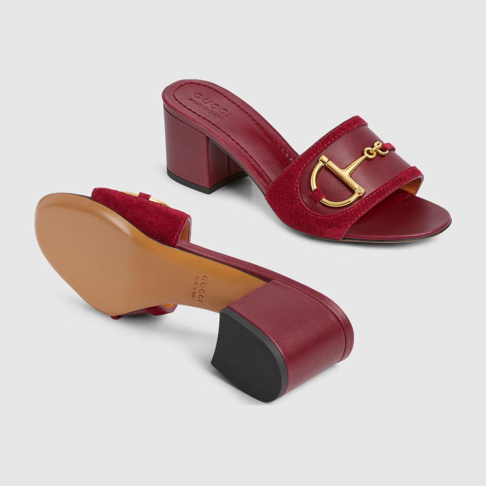 Gucci Marmont Red Horsebit Sleep On Sandals-thumb-3