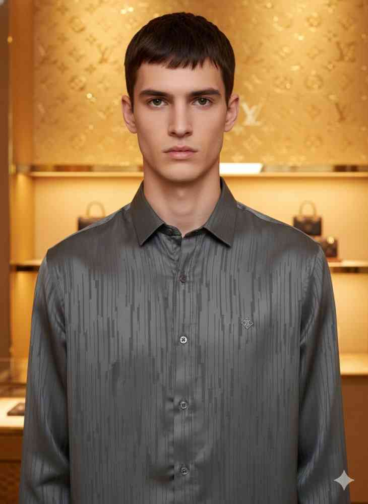 Louis Vuitton Monogram Grey Premium Cotton Shirt-1
