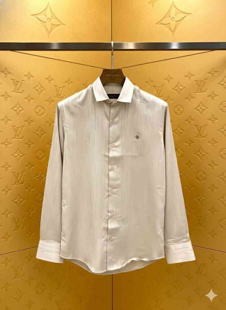 White Louis Vuitton Monogram Grey Premium Cotton Shirt