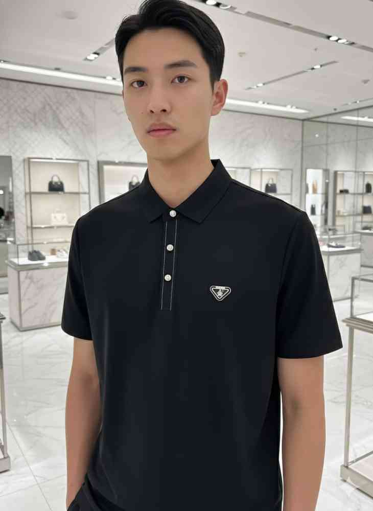 Black Prada White Premium Quality Polo T-shirt