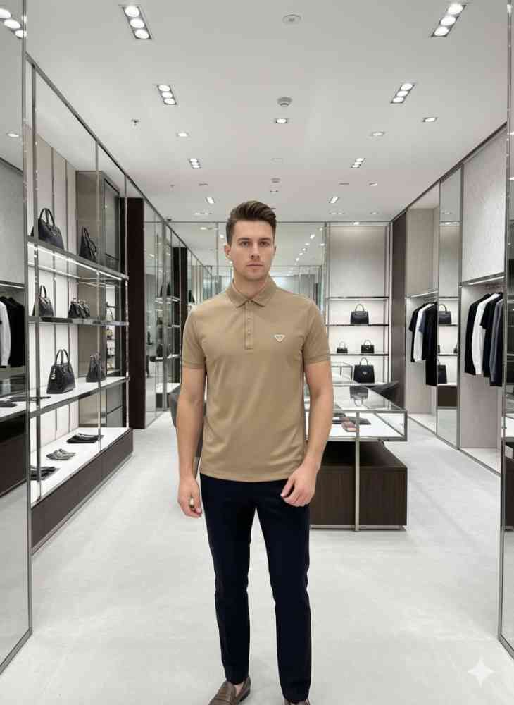 Brown Prada White Premium Quality Polo T-shirt