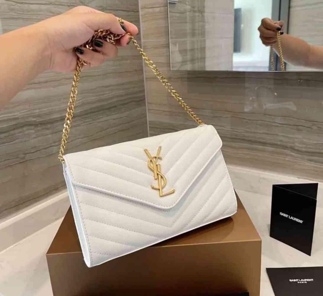 White Saint Laurent Kate Grained Wine leather Sling Bag