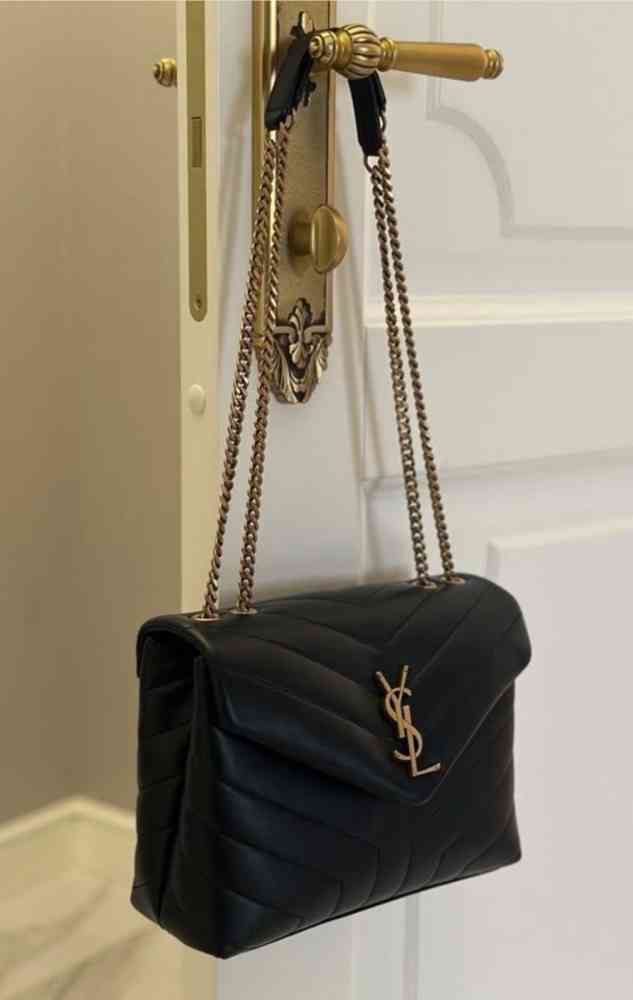 Golden Saint Laurent loulou Medium Black Shoulder Bag