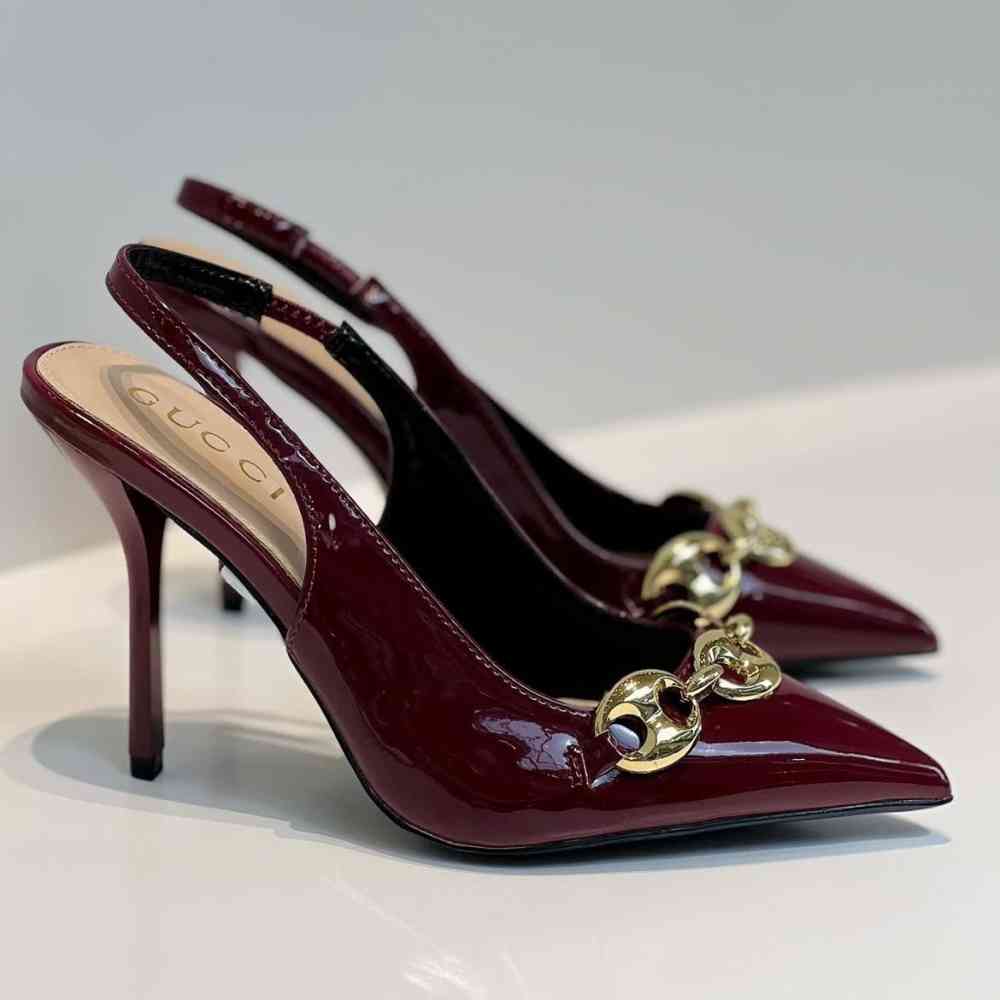 Red Gucci Marina Black Pump Heels Sandles