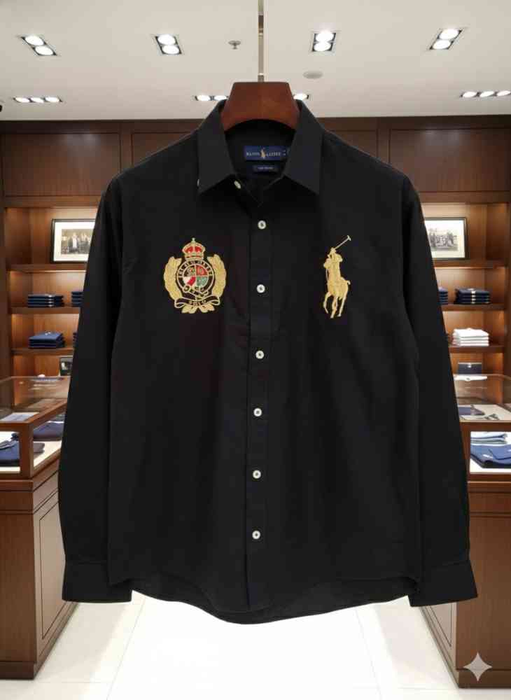 Ralph Lauren Embroidered Black Premium Cotton Shirt-thumb-0