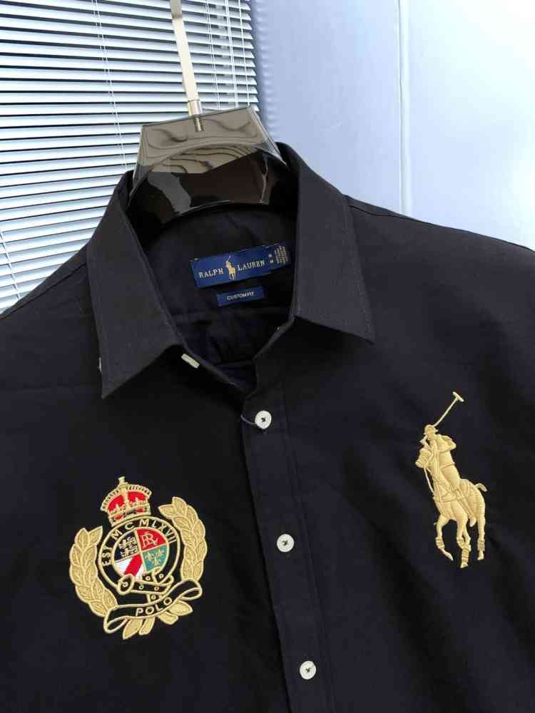 Ralph Lauren Embroidered Black Premium Cotton Shirt-thumb-2