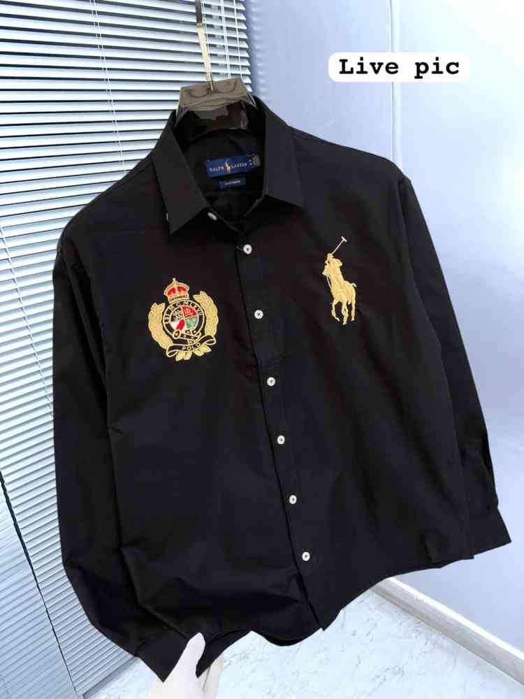 Ralph Lauren Embroidered Black Premium Cotton Shirt-thumb-3