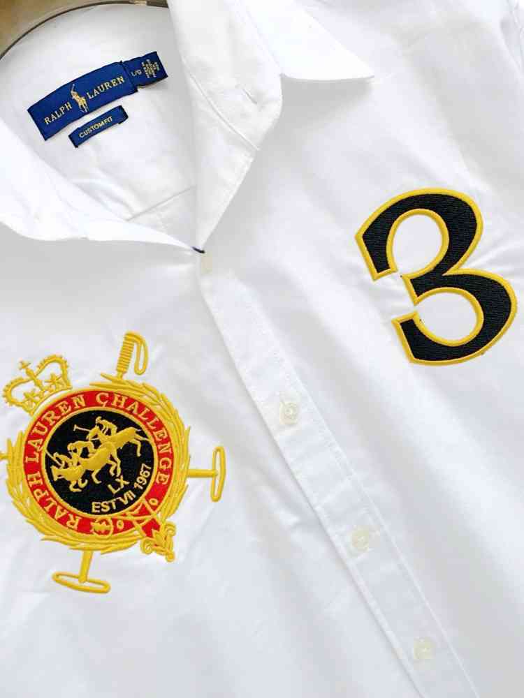 Ralph Lauren Embroidered White Premium Cotton Shirt-thumb-3