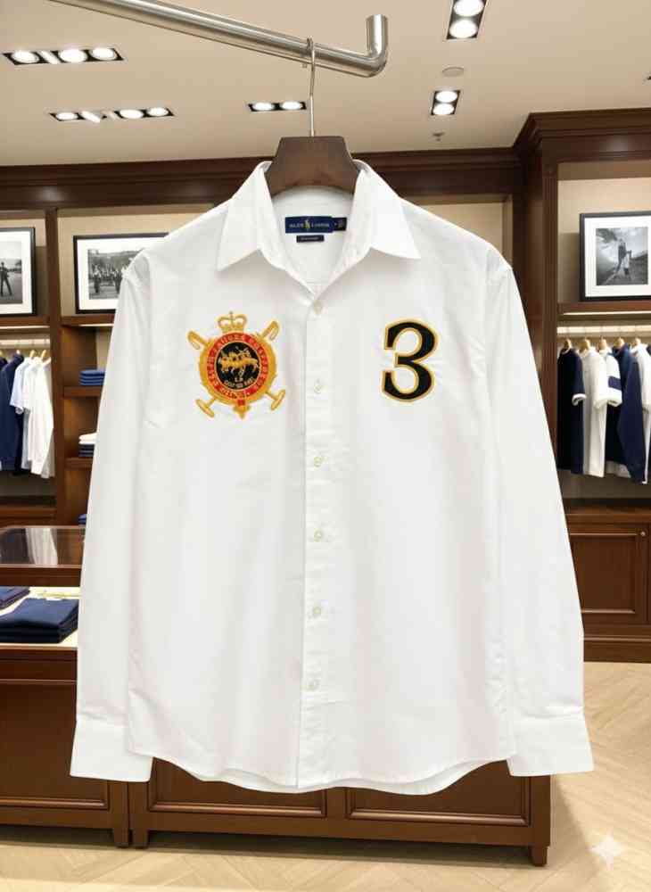 Ralph Lauren Embroidered White Premium Cotton Shirt-thumb-1