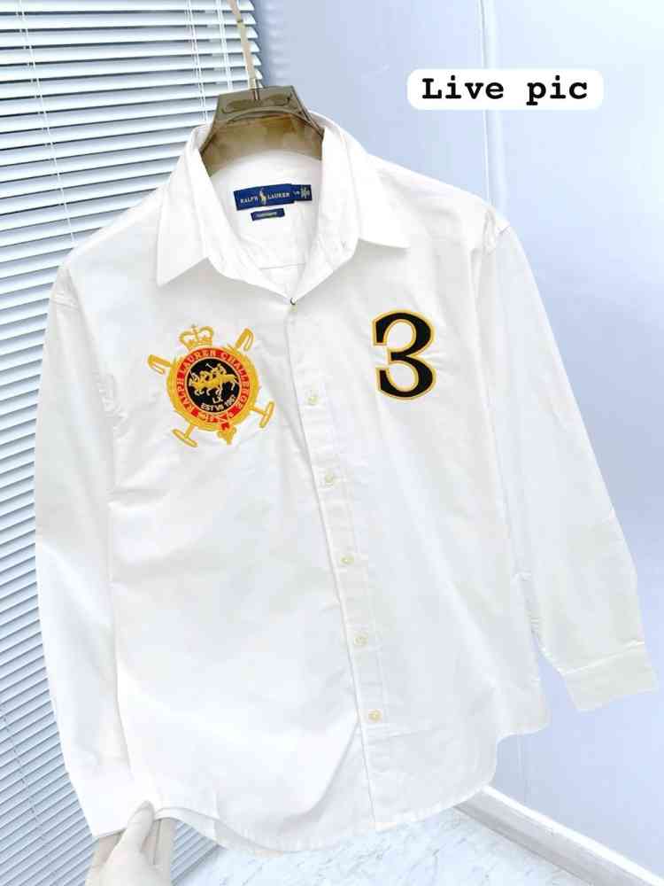 Ralph Lauren Embroidered White Premium Cotton Shirt-thumb-4