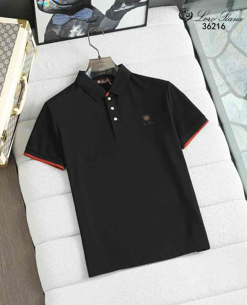 Black Loro Piana Grey Premium Quality T-Shirt