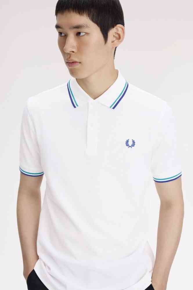 White Fred Perry Embroidered logo Black Premium T-shirt