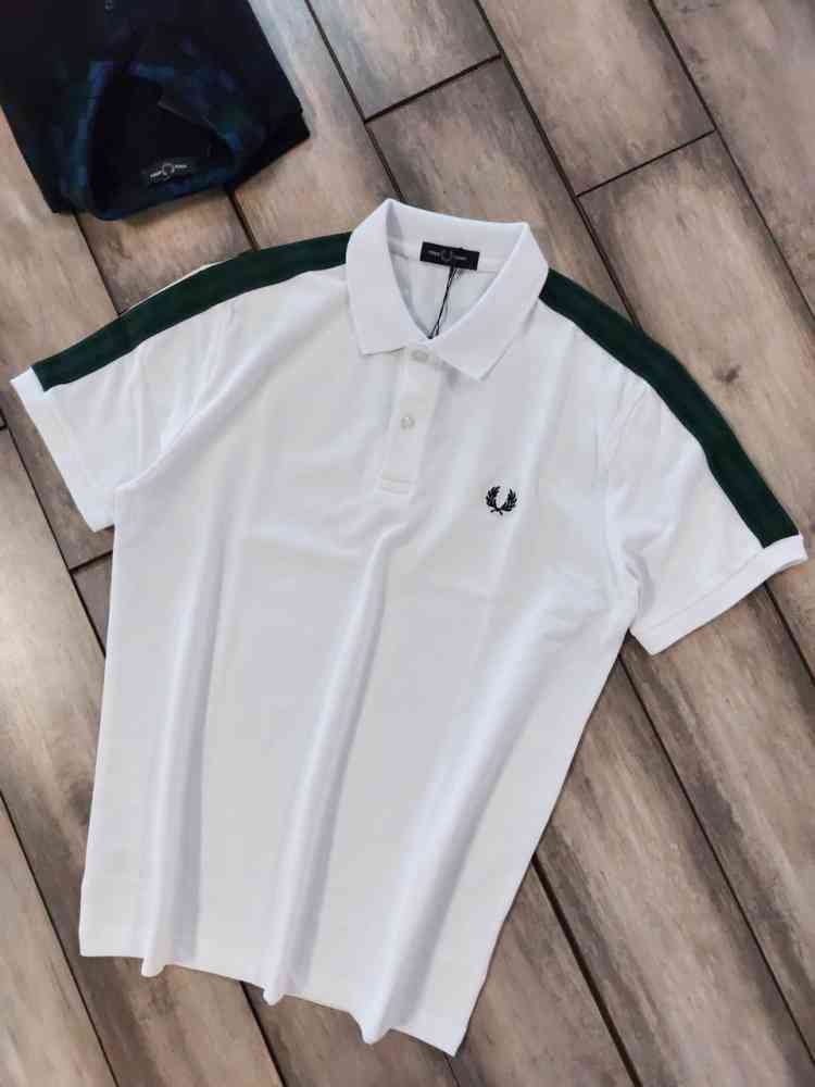 White Fred Perry Embroidered logo Black Premium T-shirt