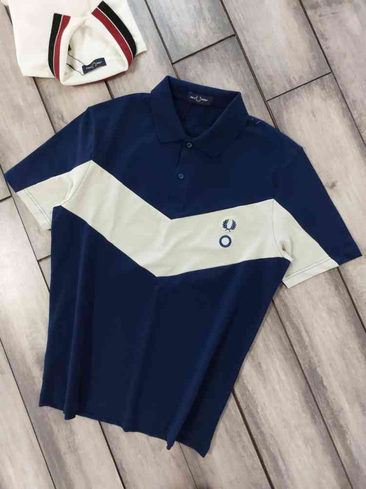 Blue Fred Perry Embroidered logo Black Premium T-shirt