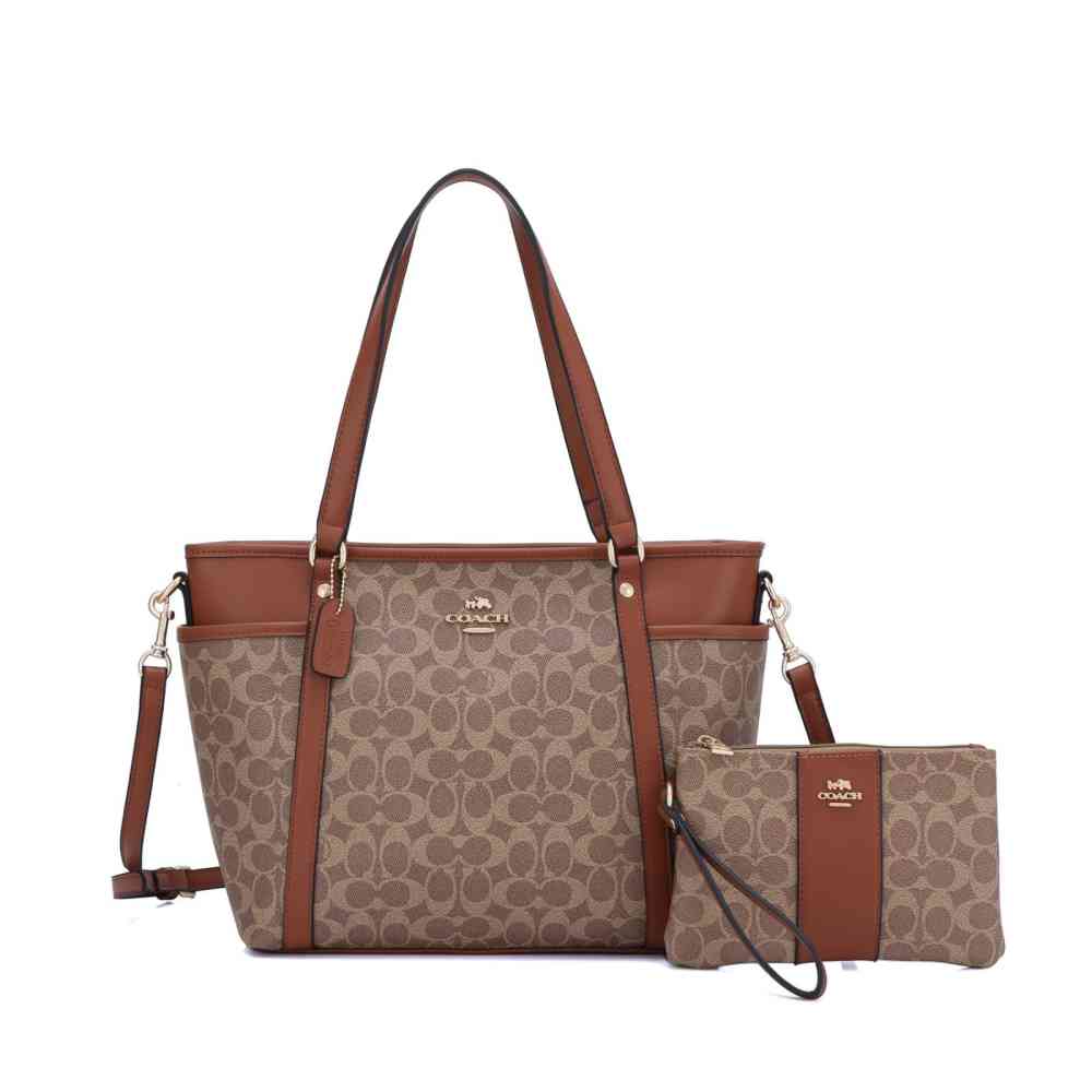 Brown Coach Pearl Edition Beige Baby Tote Bag