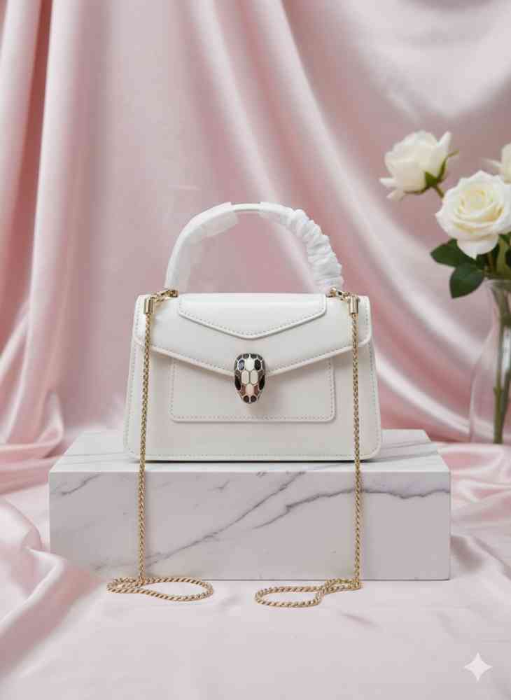 Bvlgari Serpenti Forever Top White Handbag-thumb-0