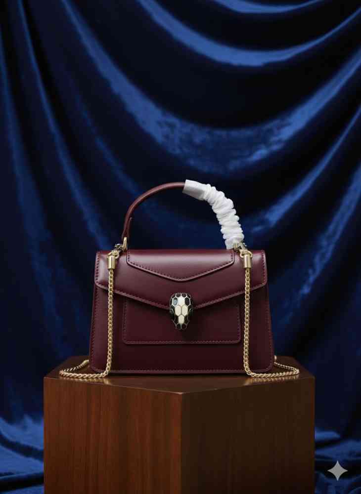 Wine Bvlgari Serpenti Forever Top Black Handbag