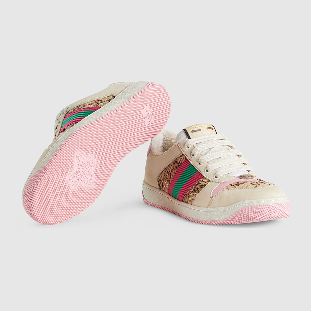 Gucci Pink Screener GG Sneakers-thumb-2