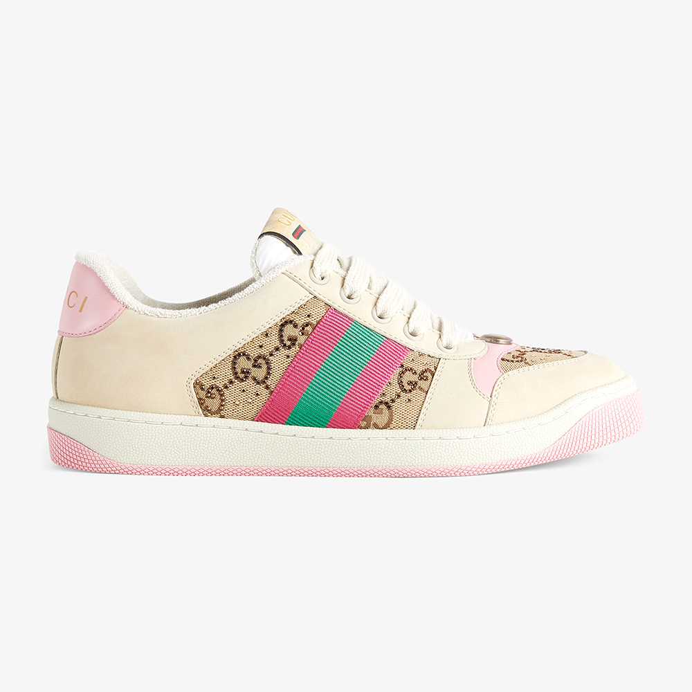 Gucci Pink Screener GG Sneakers-thumb-0