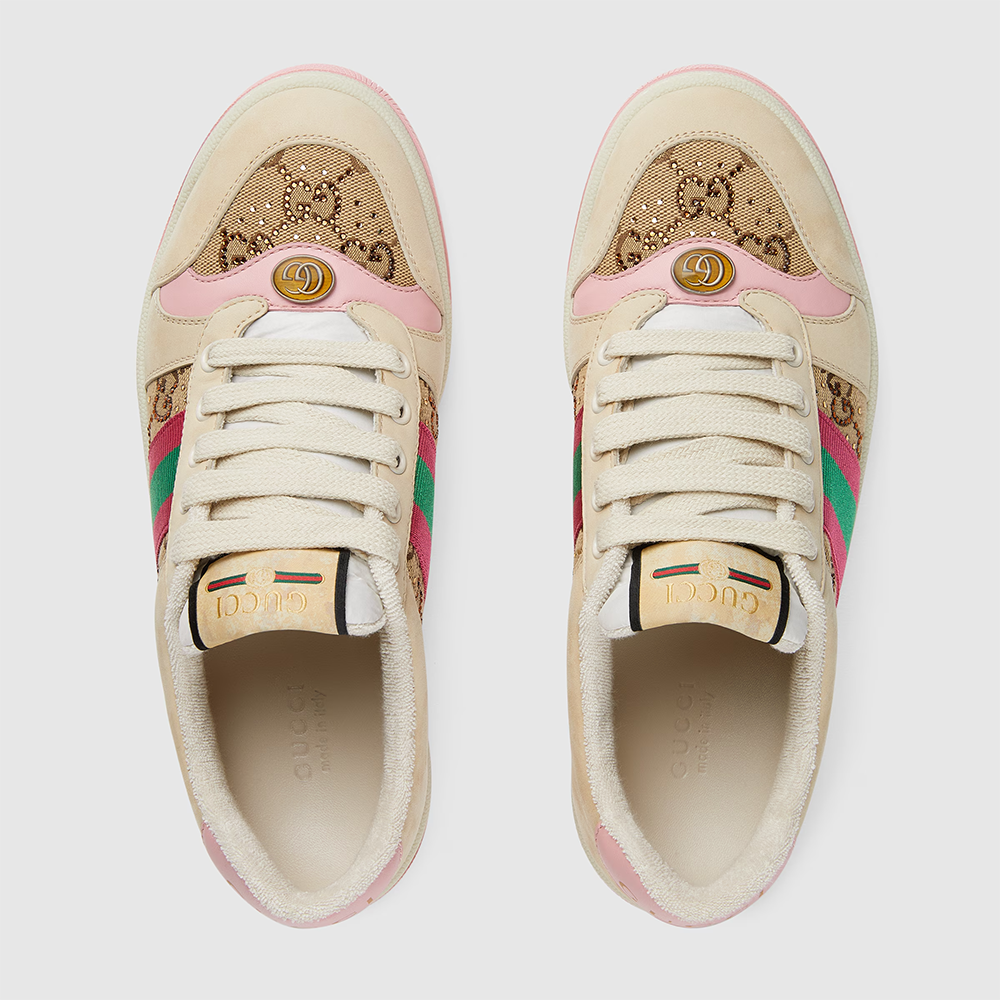 Gucci Pink Screener GG Sneakers-thumb-3