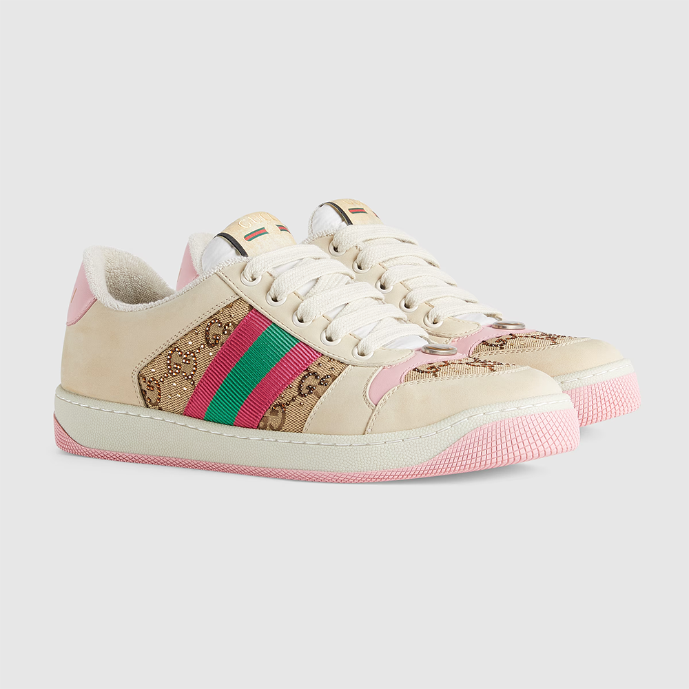 Gucci Pink Screener GG Sneakers-thumb-1