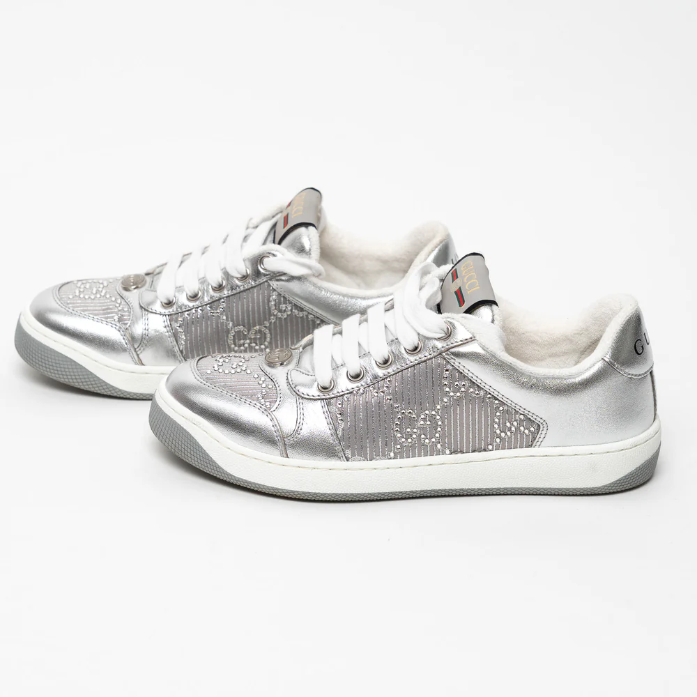 Gucci White Screener GG Sneakers-thumb-1