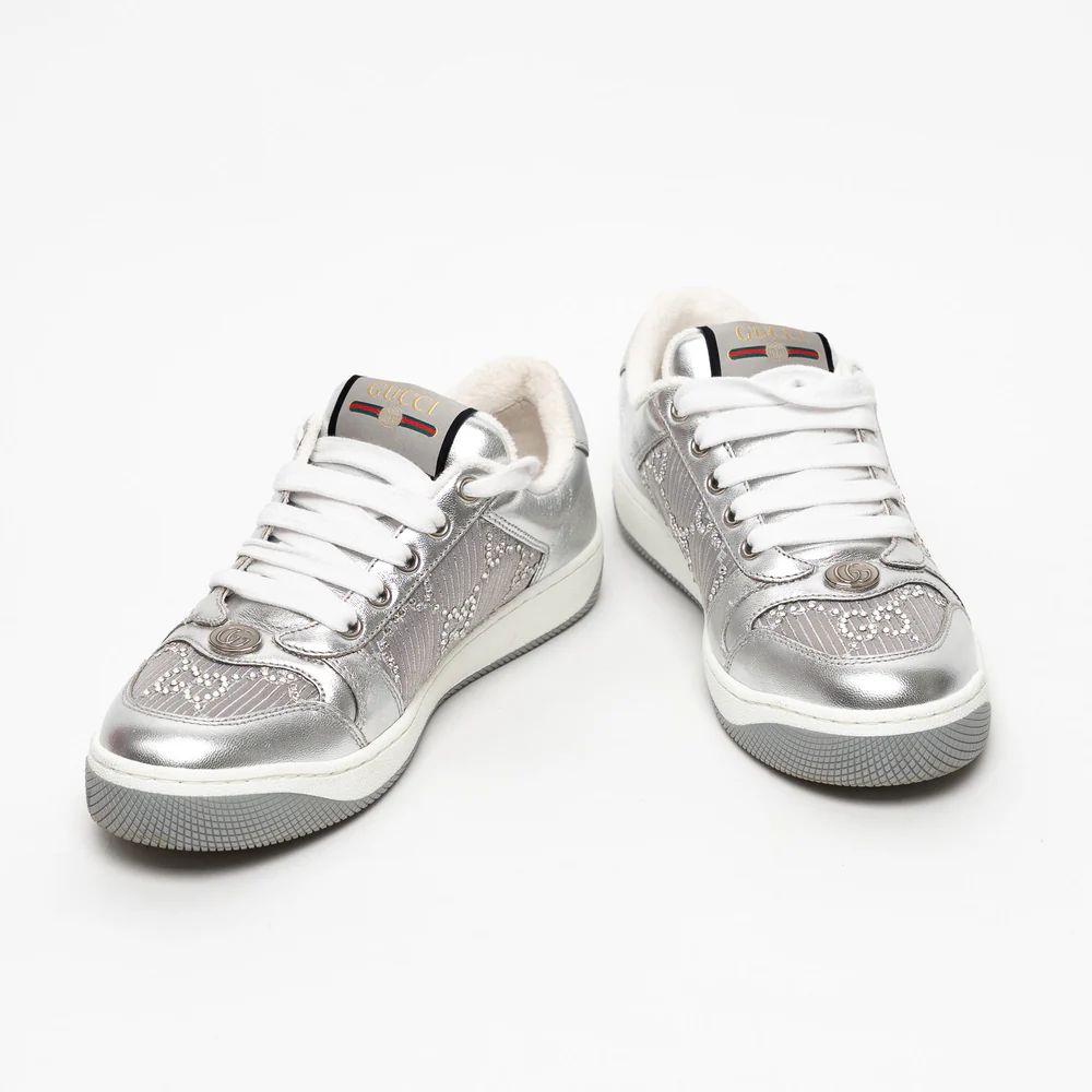 Gucci White Screener GG Sneakers-thumb-2