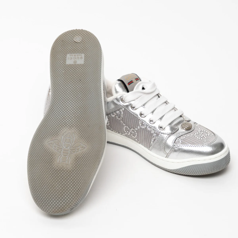 Gucci White Screener GG Sneakers-thumb-5