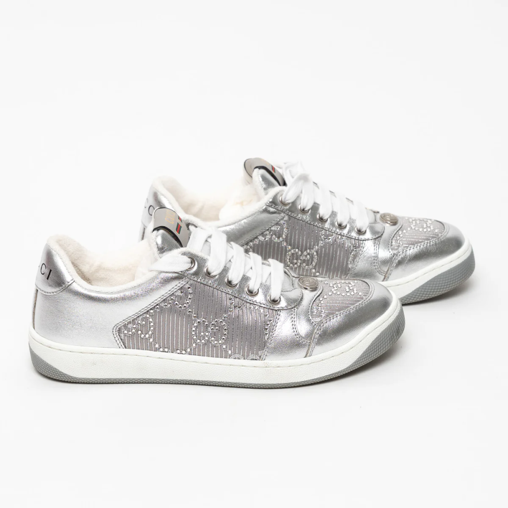 Gucci White Screener GG Sneakers-thumb-0