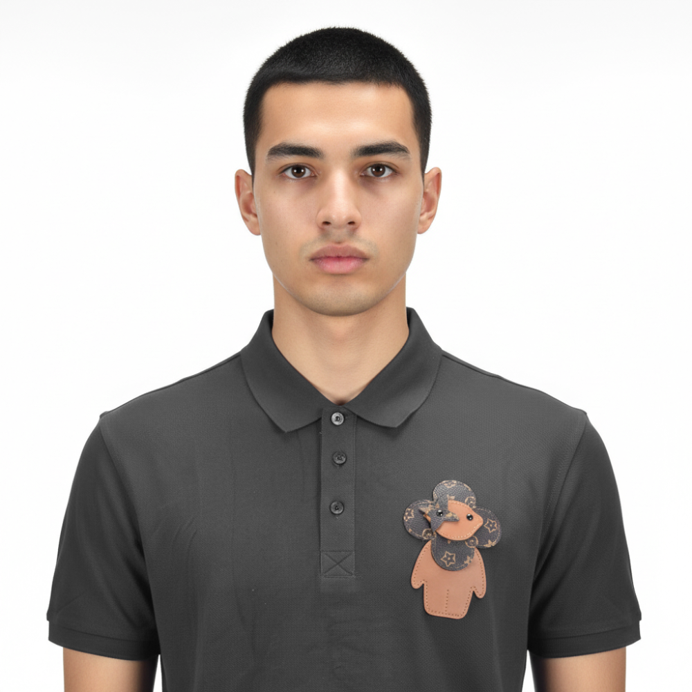 Louis Vuitton Black Embossed Teddy Premium Polo T-shirt-3