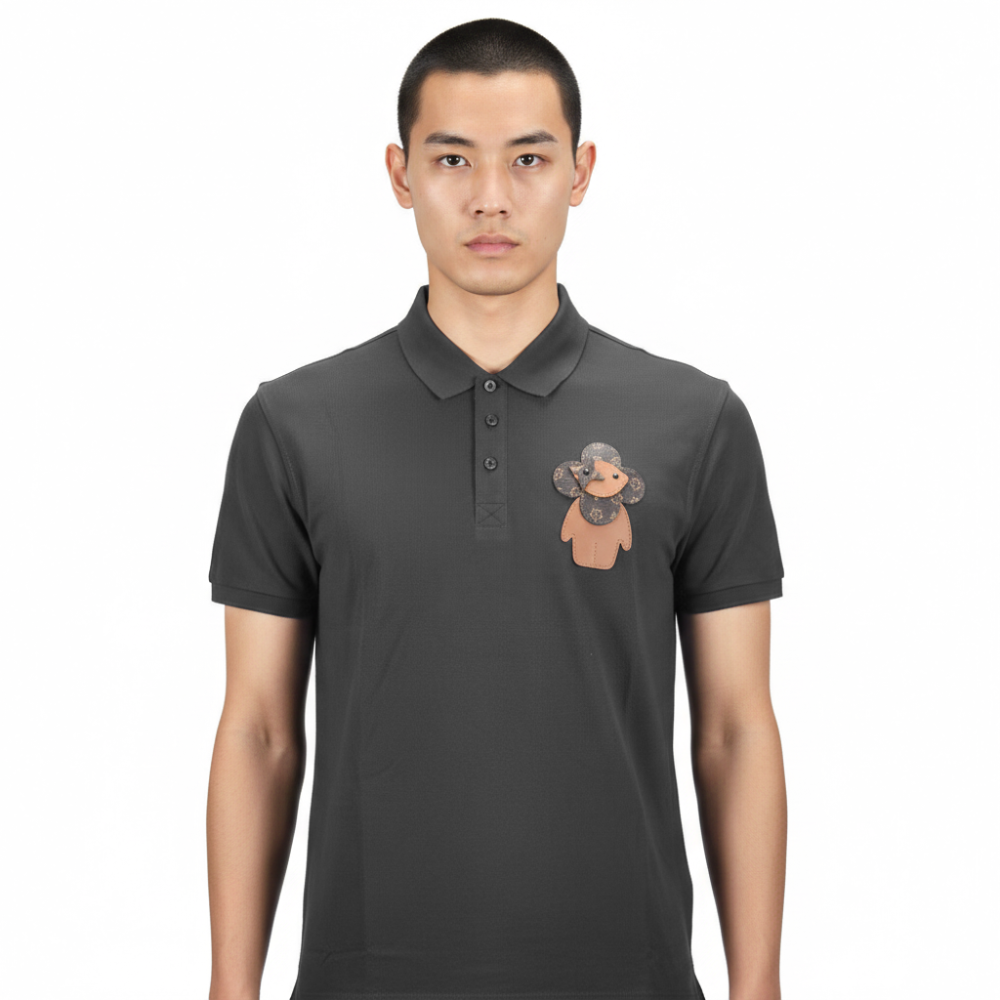 Louis Vuitton Black Embossed Teddy Premium Polo T-shirt-2
